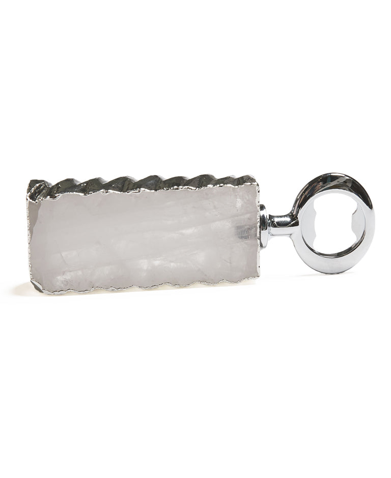 Our natural crystal bottle openers are a lovely accessory to add to your bar stool when you're entertaining or for your nights in to add some extra elegance. With natural Agate Crystal, coated in Silver Plating, this bottle opener will add style and luxury to any event   White Agate Crystal  Silver Plating  11-13cm  Please note: Due to our crystals being 100% natural, shape and colour patterns will vary