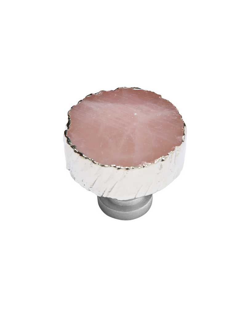 Silver Plated Rose Quartz Crystal Cabinet Handle Multi-Pack