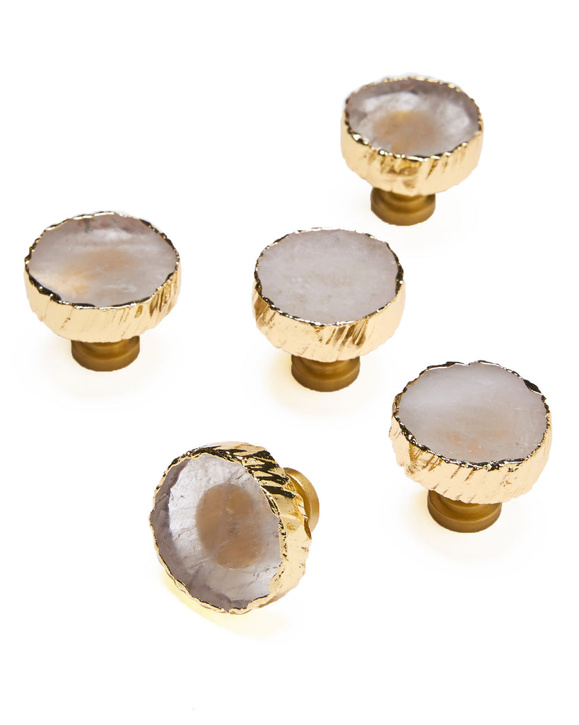 Gold Plated White Agate Crystal Cabinet Handle Multi-Pack